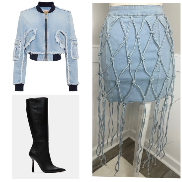 HOT& DELICIOUS DENIM KNOTTED SHORT SKIRT SIZE MEDIUM - Picture 4 of 8